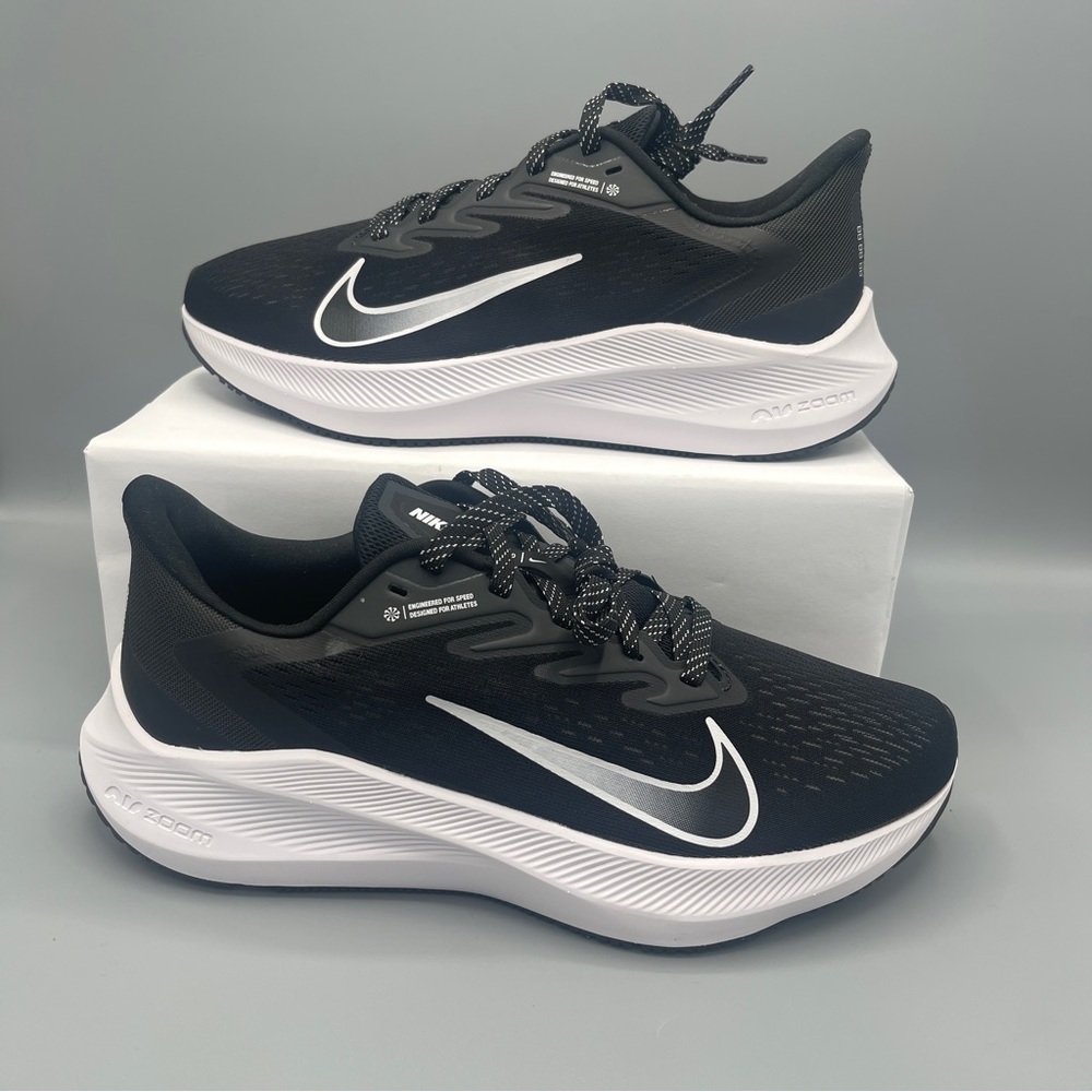 Wmns Nike Air Zoom Winflo 7 Running Shoes, Black/White CJ0302-005 US Size 8/8.5#
